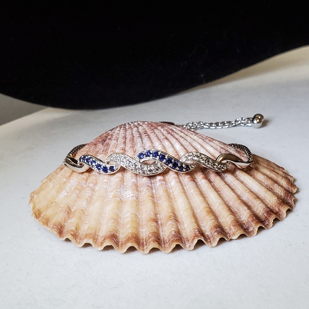 Sterling Sapphire Bolo Bracelet  (Fits up to 8 1/4” Wrist) - Picture 6 of 16